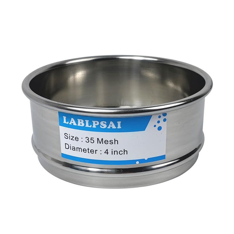 LABLPSAI 35 Mesh Lab Sieves 4" Diameter 304 Stainless Steel Wire Cloth Test Sieve for Industrial Laboratory Home - Image 1